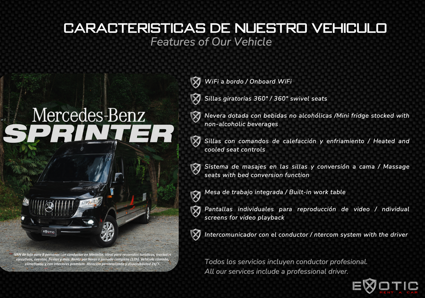 VAN SPRINTER 8 PASAJEROS CON CONDUCTOR