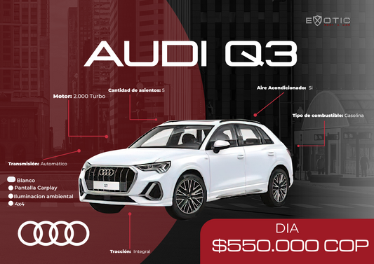 Audi Q3 Blanca en alquiler en Medellín | Exotic Rent a Car