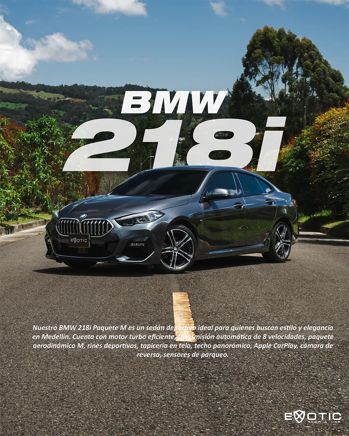 Alquiler de vehículos en Medellín - BMW 218i Paquete M, vista de portada