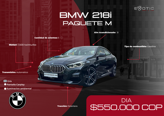 BMW 218i Paquete M en alquiler en Medellín | Exotic Rent a Car