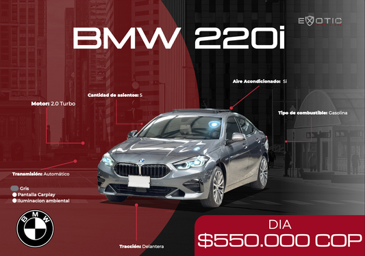 BMW 220i en alquiler en Medellín | Exotic Rent a Car
