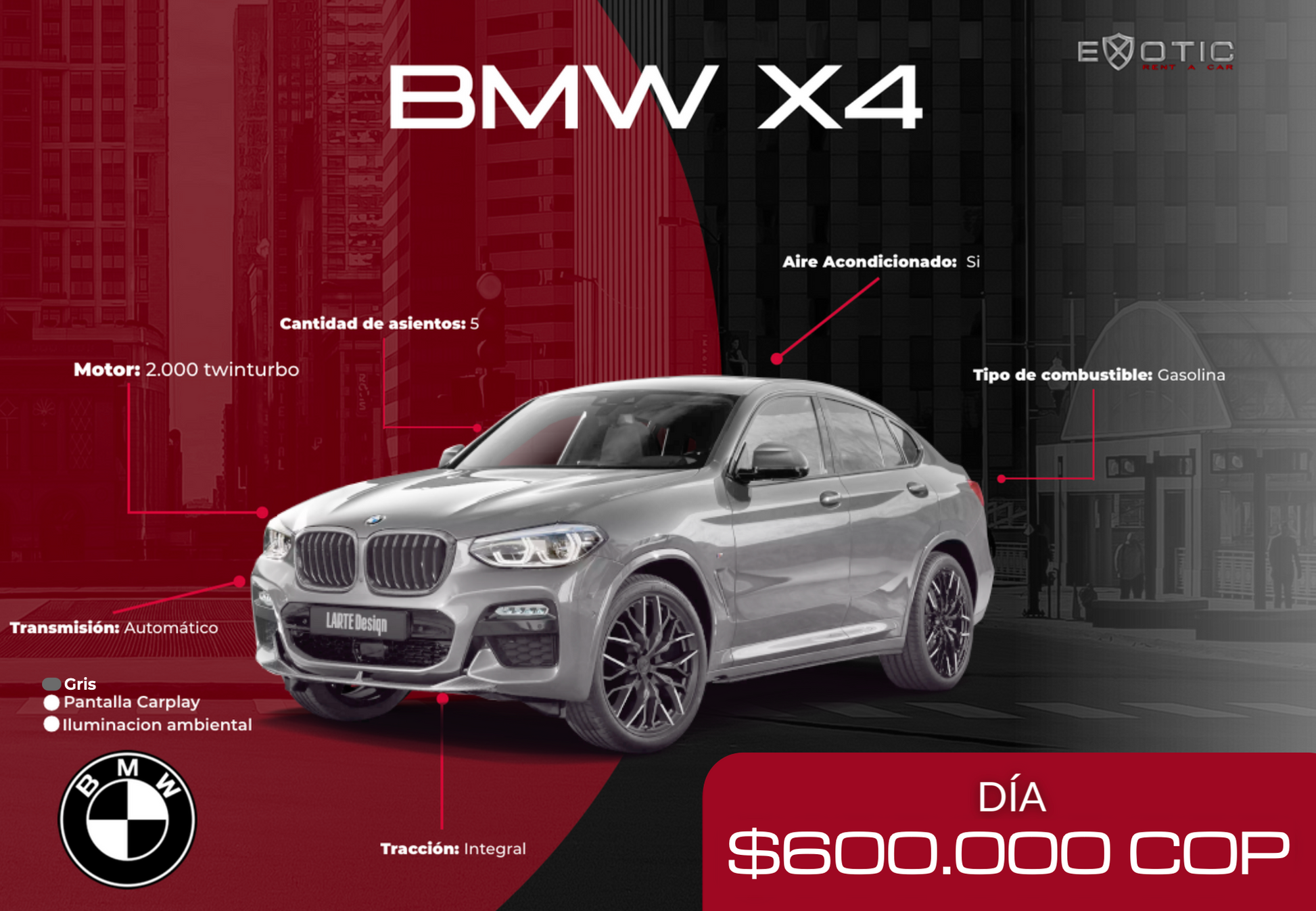 BMW X4 en alquiler en Medellín | Exotic Rent a Car