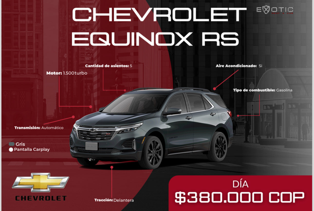 Chevrolet Equinox RS en alquiler en Medellín | Exotic Rent a Car