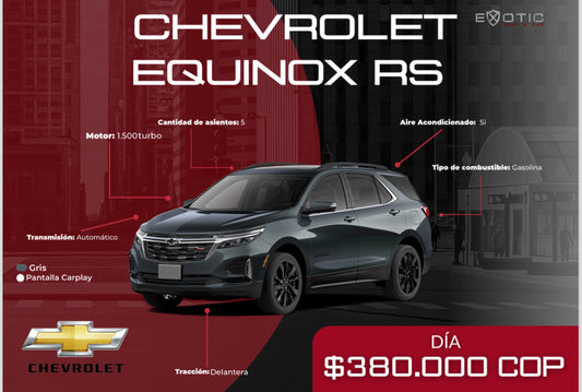 Chevrolet Equinox RS en alquiler en Medellín | Exotic Rent a Car