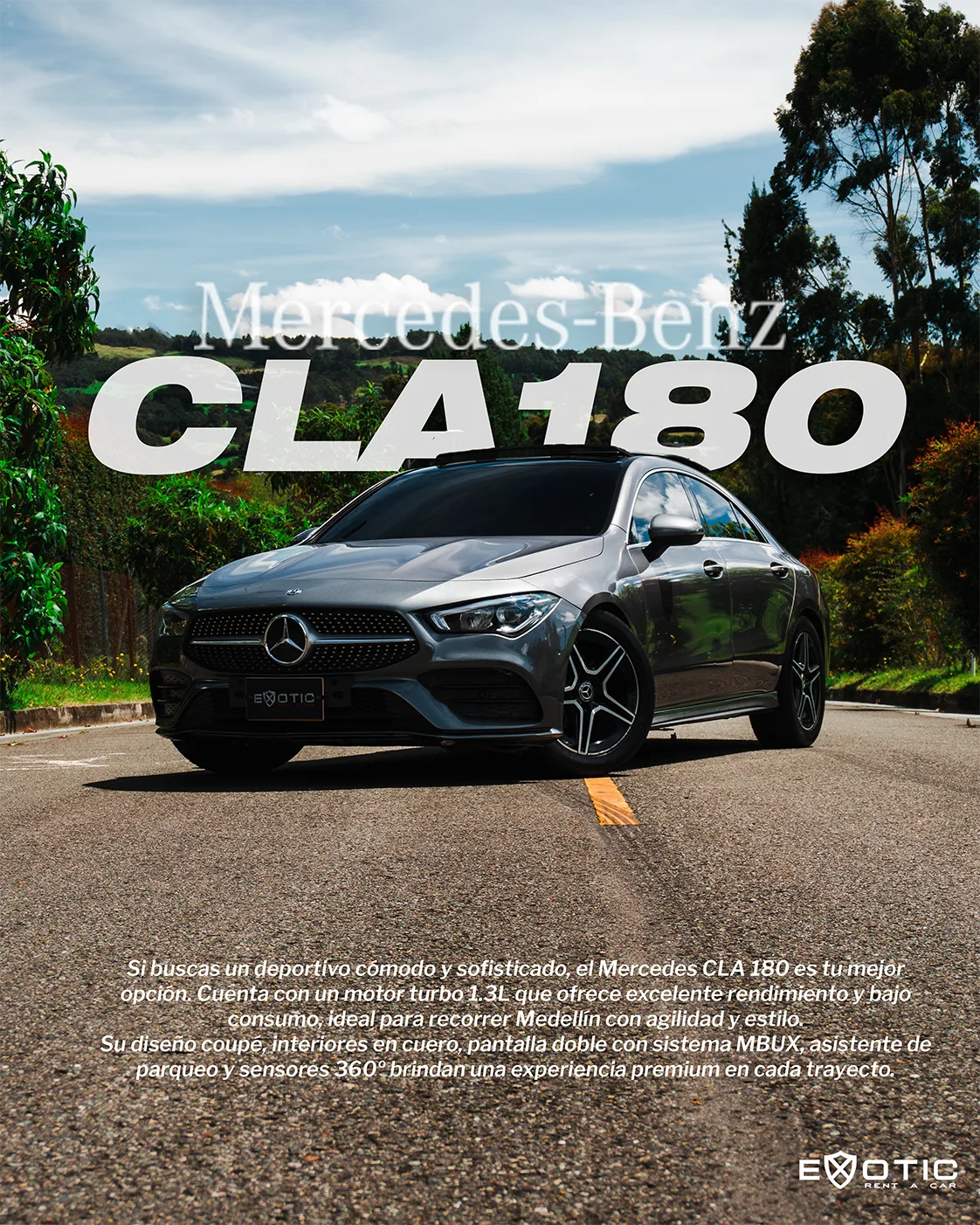 Alquiler de vehículos en Medellín - Mercedes-Benz CLA 180, vista de portada