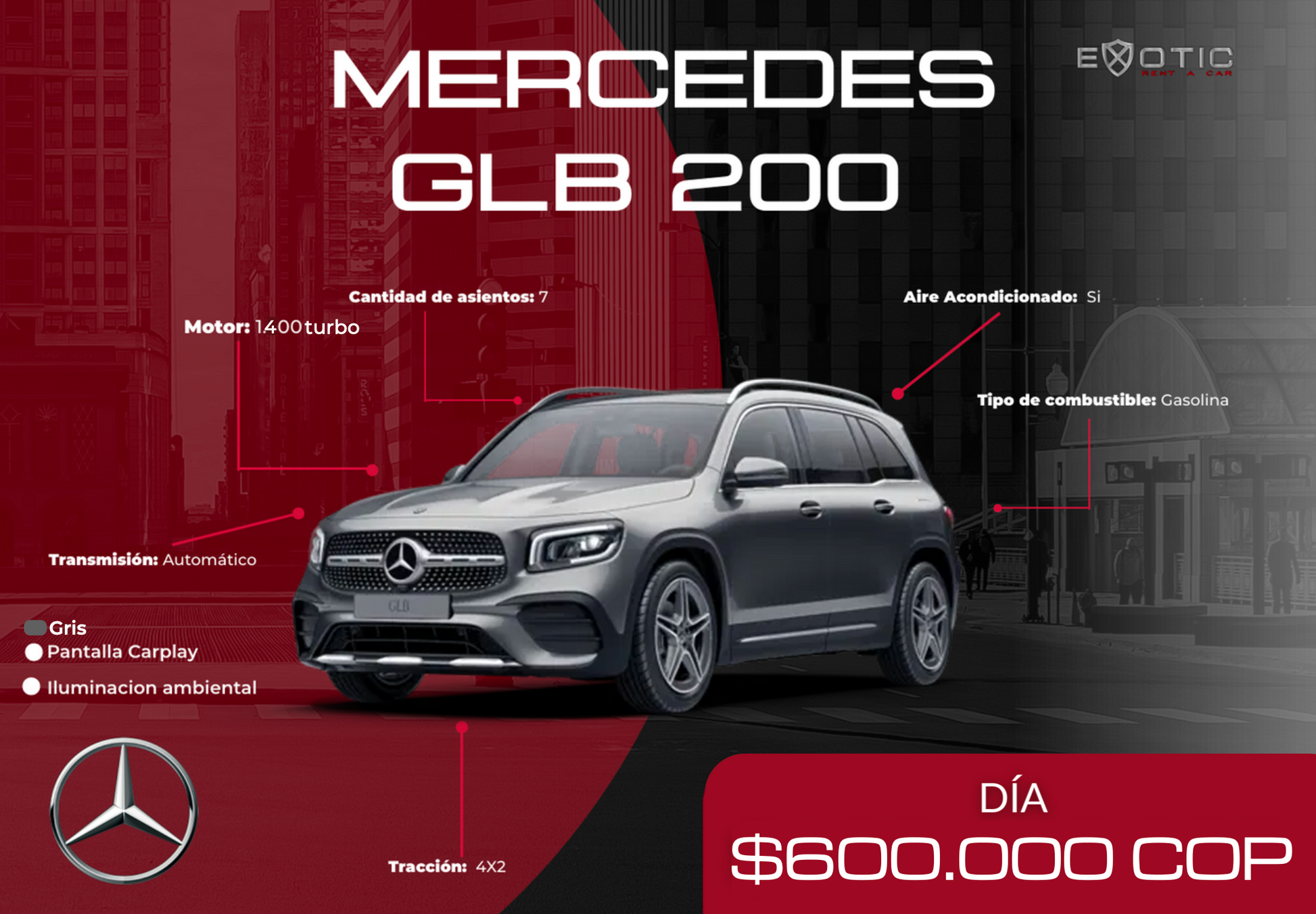 Mercedes-Benz GLB 200 en alquiler en Medellín | Exotic Rent a Car